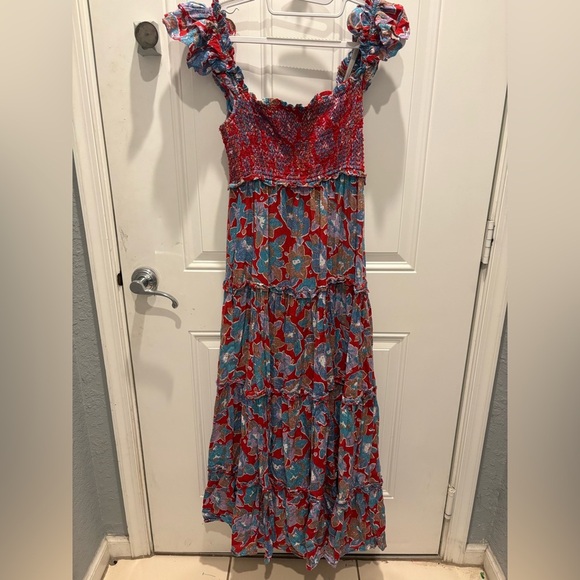 Anthropologie Love The Label Bouquet Smocked Maxi Dress M - Picture 4 of 6